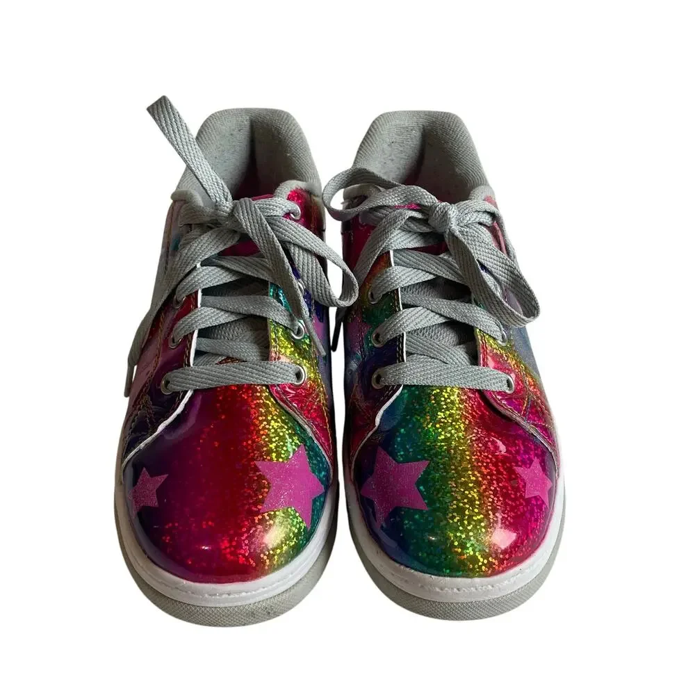Heelys Split Stars Skate Shoe Pink Holographic Glitter Youth 6 / Women’s 7